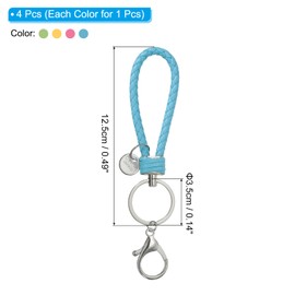 PATIKIL Keychain Bracelet,Woven Leather Wristlet Keychain for Women and Men Handmade Keyring Holder for Car Keys, Bag Decoration,Green/Yellow/Pink/Blue (1pcs of each)