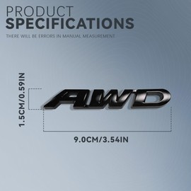 RGOAANC 2PCS AWD Emblem Sticker, AWD Decals, 3D Metal Letter Fender Badge Stickers with Strong Adhesive, Car Exterior Accessories Decor Tailgate Side Badge Decal Universal for Cars, SUVs (Black, 2PCS)