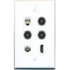 RiteAV Coax HDMI Phone 3 TOSLINK Flat/Solid Wall Plate [White]