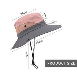 DHSBGWSX 1 Piece Matching Fishing Hat, Summer Sun Hat, Beach Hat with Wide Brim, Adjustable Sun Hat, Women's Hiking Hat, Outdoor Sports Sun Protection Hat, Grey, Pink