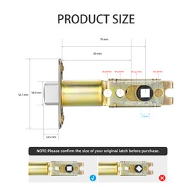 Newlaking Matte Black Adjustable Door Latch Hardware Lock, Entry Door Replacement Parts for Front Doors, Privacy Passage Door Latch with Strike Plate