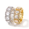 Apzzic Square Diamond Rings Iced Out Cubic Zirconia Micro Pave
