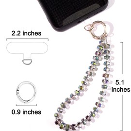 Acofect Crystal Beaded Phone Wrist Strap Charm Chain Wristlet Cellphone Lanyard Bracelet Keychain with Tether Tab Hands-Free