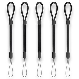 RATASK Pack of 5 Adjustable Wrist Strap Lanyard, Mobile Lanyard Strap Accessories (Black, pack of 5)