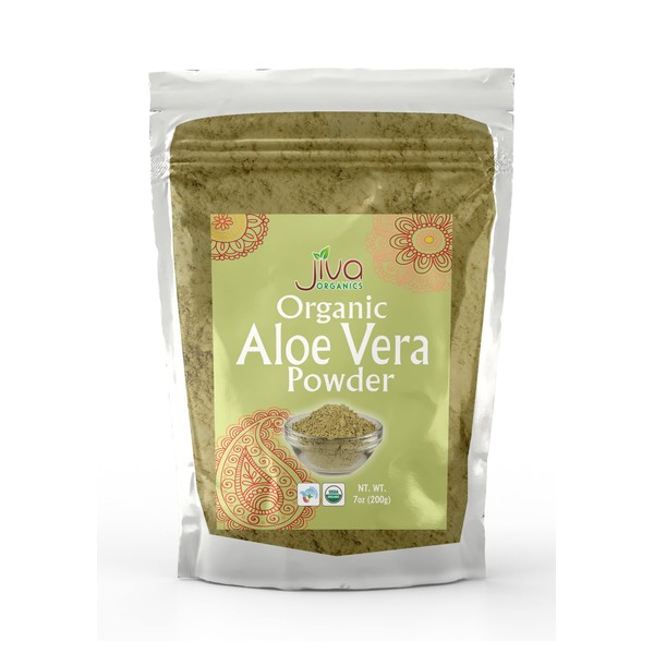 Jiva Organics Aloe Vera Leaf Powder 7 Oz (200g) - Certified USDA Organic, Aloe barbadensis Miller, Resealable Pouch