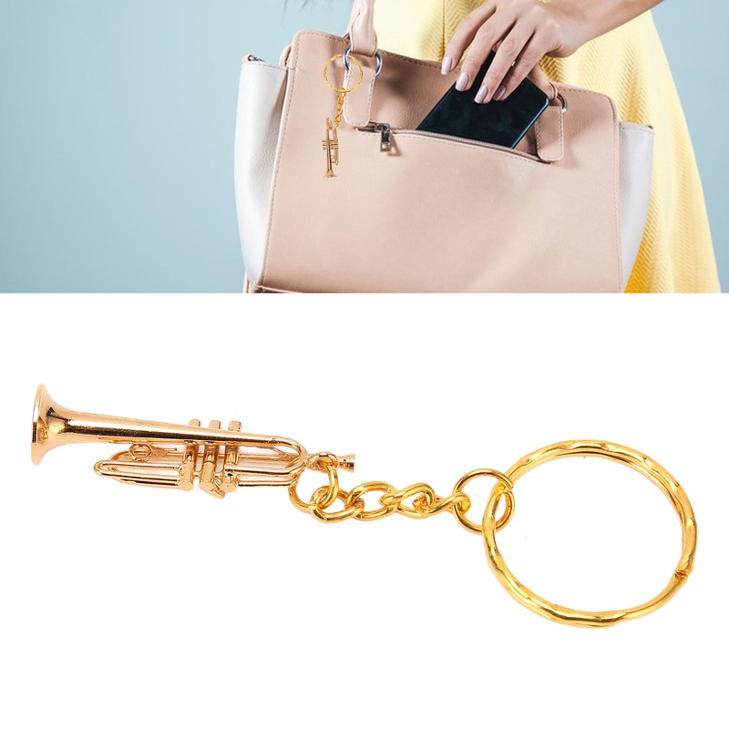 Trumpet Key Chain Pendant Metal Brass Fashionable Stylish Musical Instruments
