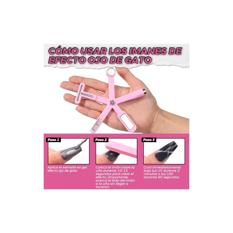 Kit 4pcs Imán de Uñas 3D Ojo de Gato Magnético