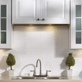 Fasade Easy Installation Traditional 1 Gloss White Backsplash Panel for Kitchen and Bathrooms (6" x 6" Sample)