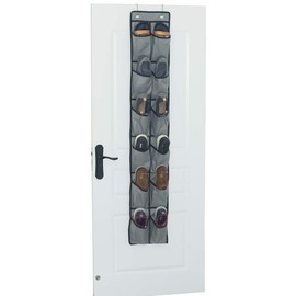 LONGTEAM Thick Oxford Fabric Over the Door Shoe Organizer 12 Pockets Hanging Shoe storage Holder for Bedroom, Bathroom and College Dorm Room (Gray)