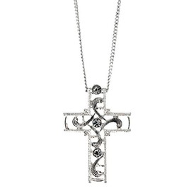 Mi Amore Silver-Tone Necklace with A Cross Shaped Charm GC8924
