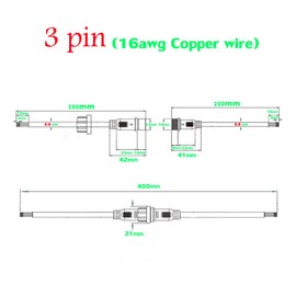 YETOR Waterproof Connector 3wire, 16AWG Male Female Plug LED Connector with 3Pin Waterproof Connectors IP68 20CM Extension Cable for Indoor/Outdoor LED Strip Lights.(5Pairs)