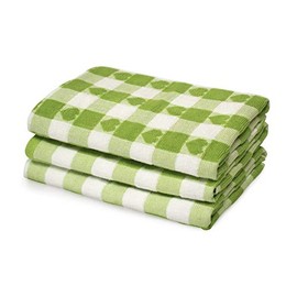 100% Cotton Woven Hearts Tea Towels 3 Pack Large 50cm x 70cm Super Absorbent Kitchen Towel (lime green)