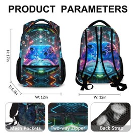 GIHSWE Kids Backpacks for Boys, Game Bookbag with Pockets for Preschool Elementary Middle School, 17 Inches Back to School Gifts for Children 8-12, Lightweight Backpacks for Gamer Lovers