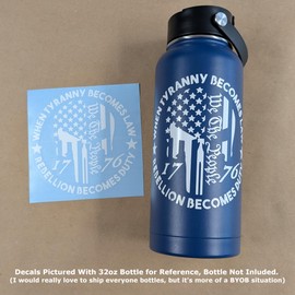 Die-Cut Vinyl Decal | 2 Pack | We The People 1776 American Flag Skull | When Tyranny Becomes Law, Rebellion Becomes Duty Decal (White, Small ~5")