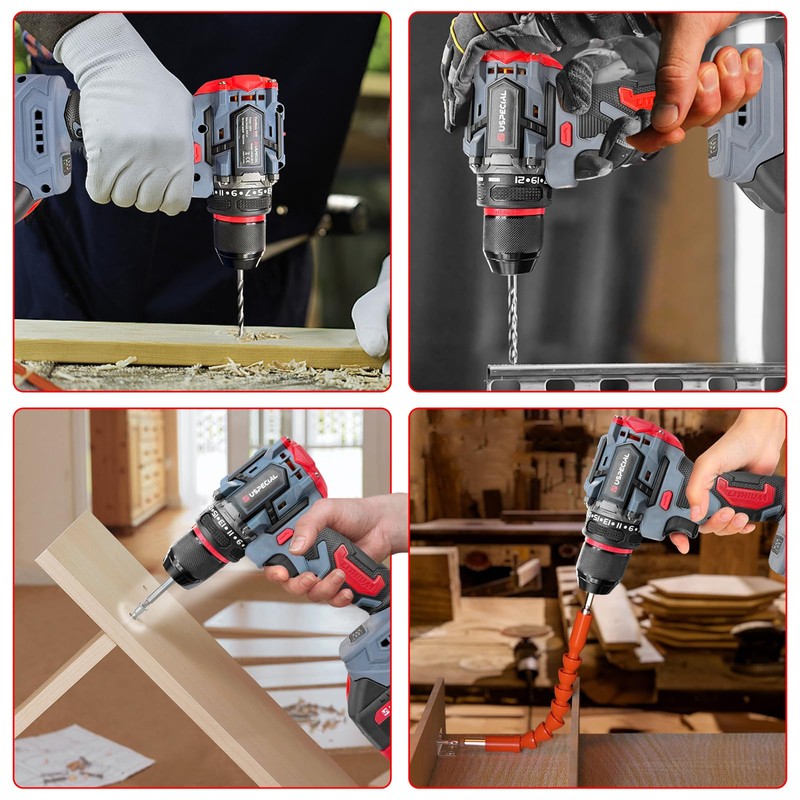 20V Cordless Brushless Power Drill Set, 443 in-lbs, 3/8-Inch Chuck