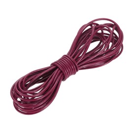 sourcing map Round Leather Cord, 5.5 Yard 2 Mm Leather String Strips Lacing for DIY Crafts Making Bracelet Purse Strap, Rose Red