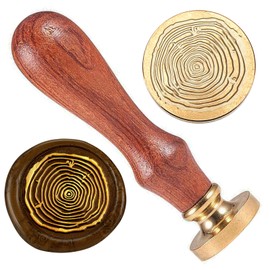 DELORIGIN Tree Rings Wax Sealing Stamp, 1" Brass Wax Seal Stamp Head with Wooden Handle Vintage Mountain Wax Stamp for Invitation Cards Gift Wrapping Envelopes Wine Package Decoration