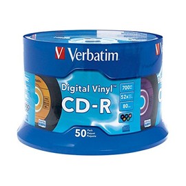 Verbatim CD-R 80min 52X with Digital Vinyl Surface 50pk Spindle - Blue/Green/Orange/Pink/Purple