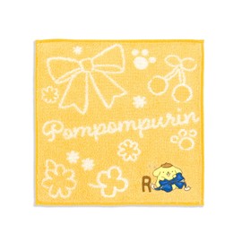 Towel Museum Sanrio Big Ribbon Pom Pom Pompurin Towel Handkerchief YR Yellow Initial R 28-2030072 Approx. 9.8 x 9.8 inches (25 x 25 cm)