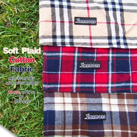 Soft Washable Plaid Bandanas for Dogs and Cats,Adjustable Triangle Bib Comfortable Scarfs for Girl Boy Dogs Puppies (Brown&Blue, Small)