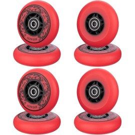 AOWISH 8-Pack Inline Skate Replacement Wheels 85A Outdoor Asphalt Formula Roller Blades Wheels Indoor Roller Blades Wheels with Bearings ABEC-9 & Floating Spacers (Red, 76mm)