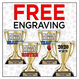 Crown Awards Worlds Greatest Sister Trophy, 7.25" Best Sister Ever Trophy, Engraving Included