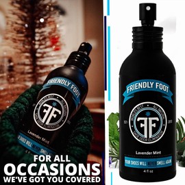 Friendly Foot Spray - All Natural Shoe Deodorizer and Foot Deodorant - Heavy Duty Smell Remover for Stinky Shoes and Smelly Feet - Lavender and Mint Scented Odor Eliminator