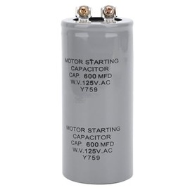 Capacitor de Arranque Motor, 600MFD 125VAC, 43x102mm, Carcasa Plástica Ligera - Alta Conductividad, Instalación Fácil, Uso Profesional