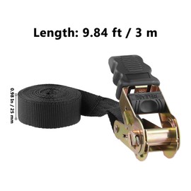 MUKLEI 8 Pack Endless Ratchet Straps, 1 Inch x 10 Ft Black Ratchet Straps, Tie Down Straps for Motorcycle, Kayak, Trailer