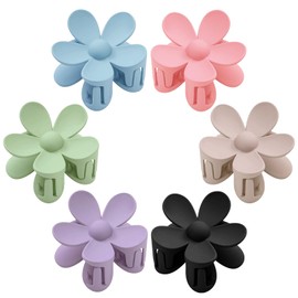 Flower Hair Clips 6 PCS Flower Claw Clips for Women Matte Large Claw Clips Strong Hold Jaw Clamps Hair Accessories for Thick Hair 6 Colors