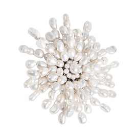 White Chrysanthemum Cultured Freshwater White Pearl Floral Pin/Brooch