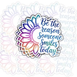 3 Pcs Be The Reason Someone Smiles Today Sticker 3 Inch – Rainbow Glitter Motivational Vinyl Sticker for Positivity, Mental Health, Teacher Gift, Laptop, Water Bottle, Notebook, Mirror, Journal
