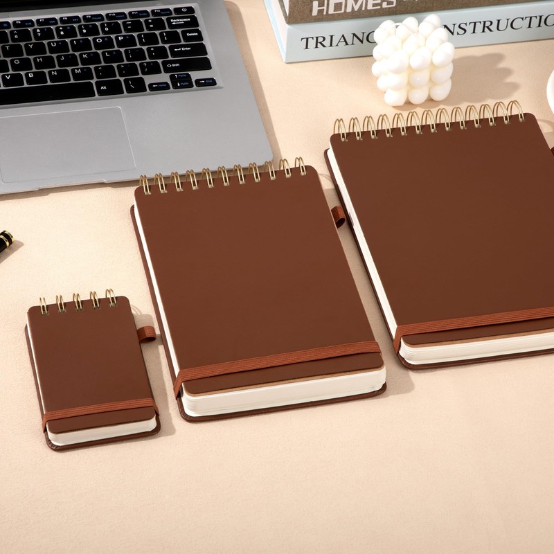Yoment Top Spiral Notebook Leather Steno Pads 240 Pages Spiral