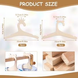Minfuerang Pack of 10 Wooden Baby Hangers, Non-Slip, Children's Clothes Hangers, Durable Hanging Frame, Children's Clothes Rack, New Baby Gift (Wood)