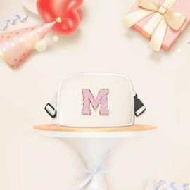 Aganmi Chenille Letter Crossbody Bags for Women Trendy, Waterproof Fanny Packs for Women Cross Body, Initial Letter Belt Bag with Multiple Inner Pockets and Adjustable Strap,H