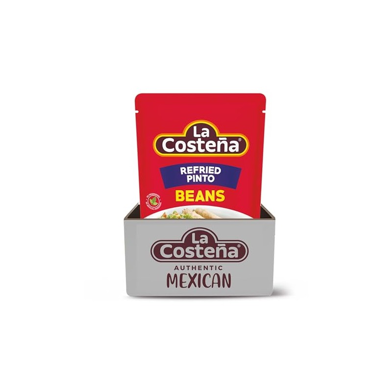 La Costeña Refried Pinto Beans, 15.16 Oz Microwaveable Pouch (Pack