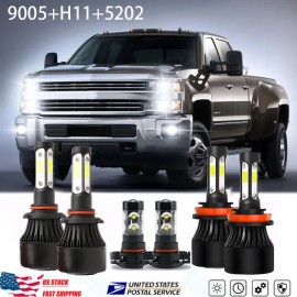 Unbranded For Chevy Silverado 1500 2500 HD 2007-2015 6000K LED Headlights + Fog Bulbs Kit