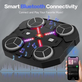 Music Boxing Machine, Smart Bluetooth Music Boxing Machine, Wall Mounted Punching Machine, USB Charging Boxing Equipment with 3 Speed Levels, Boxing Gloves, Cool Lights for Boys Girls Gift (Black)