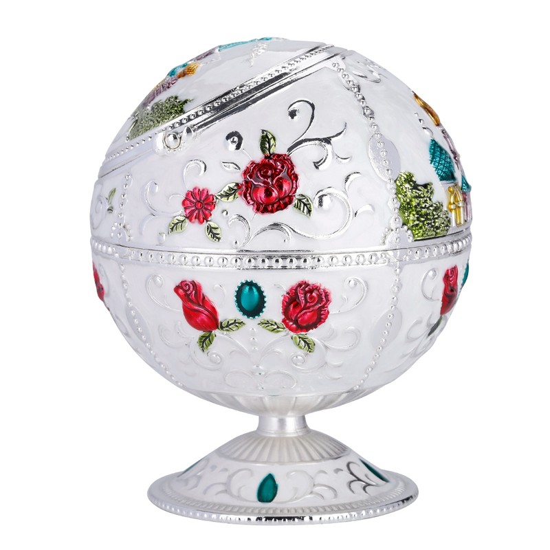 Portable Mini Ashtray Metal Round Ball Stamped Pattern Gift Decoration