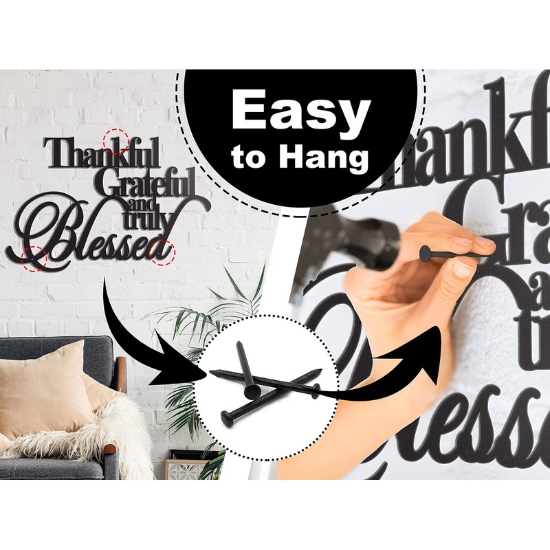 Vivegate Thankful Grateful Blessed Wall Decor – Home Thankful Iron