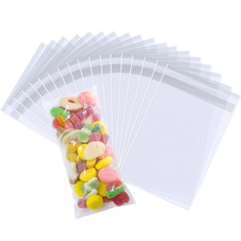 PigPotParty 3"x7" Cellophane Cookie Bags Self Sealing, 100 Pcs Clear Plastic Treat Individual Cookie Bags with seal, Perfect for Goodies, Party Favors, Snacks, Gift Wrapping