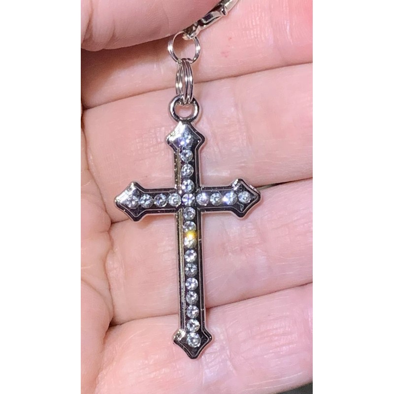 Silver Cross ✝️ Crystal Clear CZ Zipper Pull & Keychain