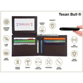 Wallet for Men-Genuine Leather RFID Blocking Bifold Wallet Black With ID Window (Brown)