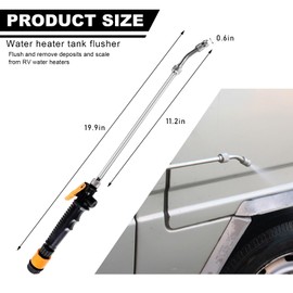 KVAEY RV Water Heater Tank Rinser, Metal Tube Camper Hot Water Tank Flush Wand, Travel Trailers Water Heater Flusher Flushing Out Removes Sediment and Scale, Car Accessories