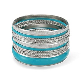 Ensoul Mixed Multi Metal Bangles Bracelets Set Fashion Jewelry for Women 13Pcs/Set, 2 68 inch, Metal Enamel
