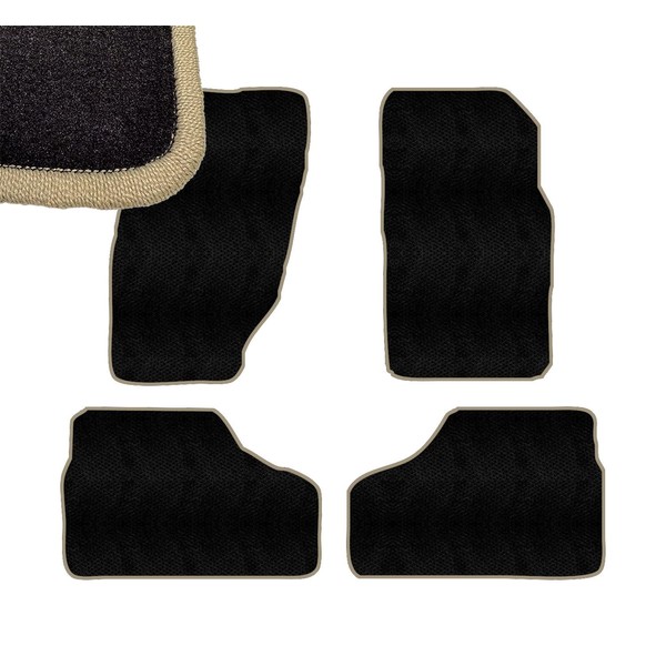 Beige Edge Custom Fit Front & Rear Carpet Floor Mats,