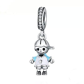ABAOLA Boy or Girl Dangle 925 Sterling Silver Child Charm Beads for Fashion Charms Bracelet & Necklace (blue)