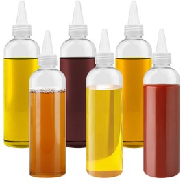 Sheryl&Rain Squeeze Bottle, Pack of 6, 300 ml Sauce Bottle, Squeeze Bottle with Caps, Plastic Sauce Bottle, Squeeze Bottle for Ketchup, Grill, Sauces, Dressings