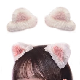 Cat Ears, Hair Clip, Cute, Animal Ears, Cosplay, Hairpin, Fluffy, Cat Ears, Hair Ornament, Children, Disguise, Cute, Hair Accessories, Set of 2, white