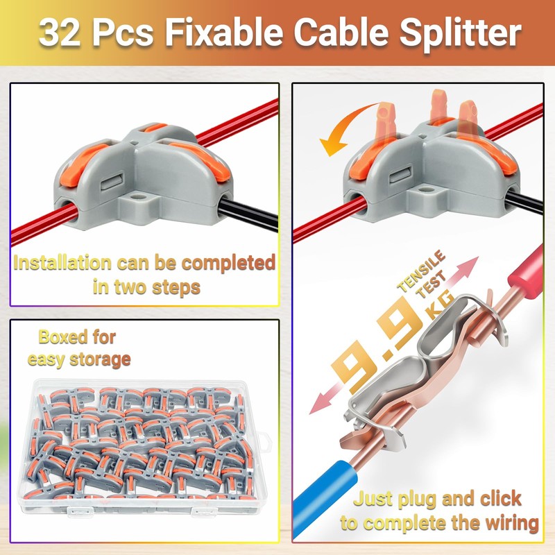 32Pcs Lever Wire Connectors, T-Shape Compact Wire Conductor Connector, Quick